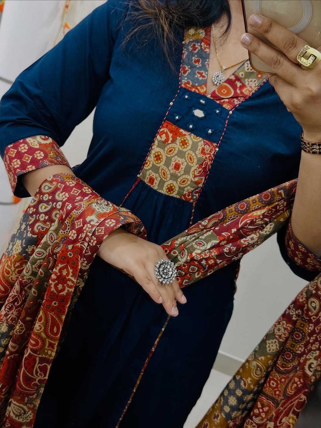 Jaipur Bandhej Blue Kurta Set With Printed Dupatta – Elegant Ethnic Wear