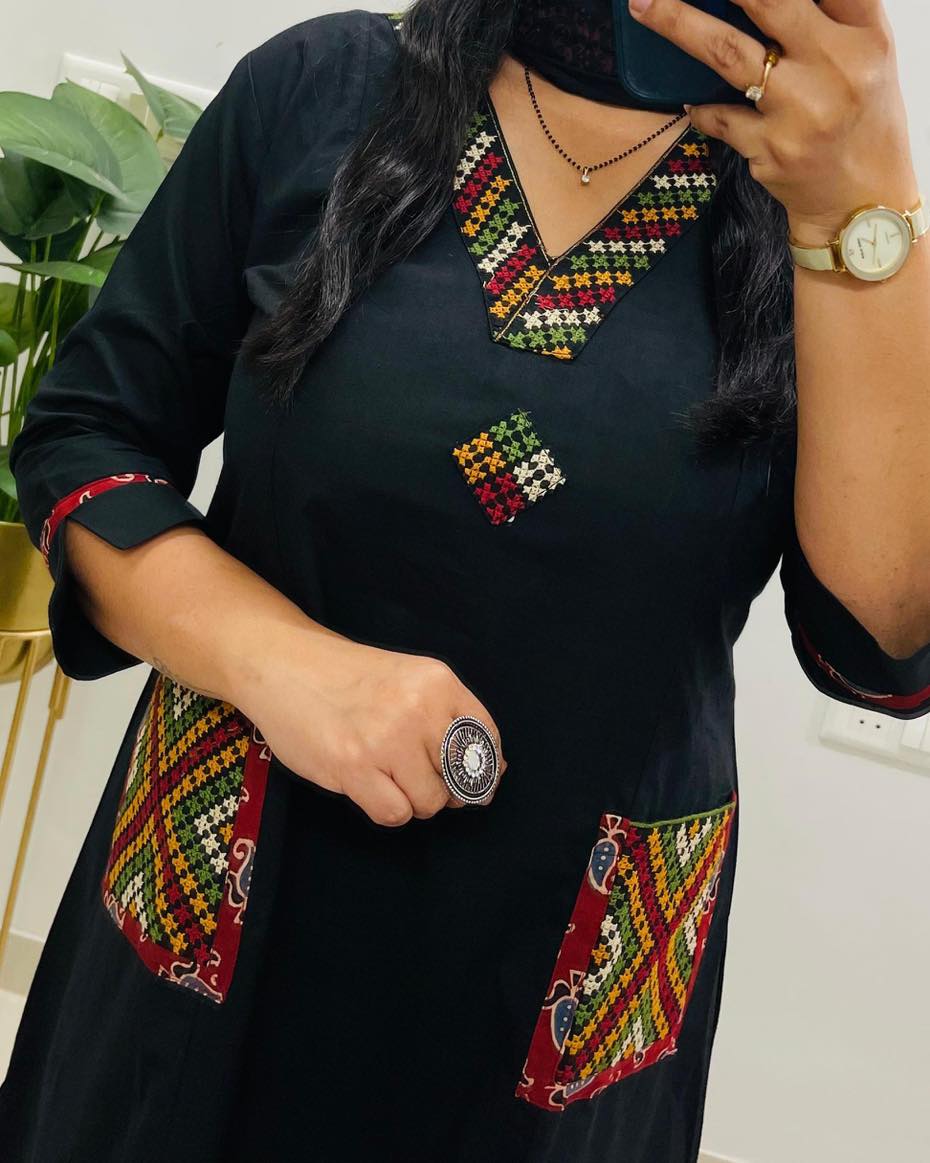 Jaipur Bandhej Classic Black Ethnic Kurta Set With Printed Dupatta