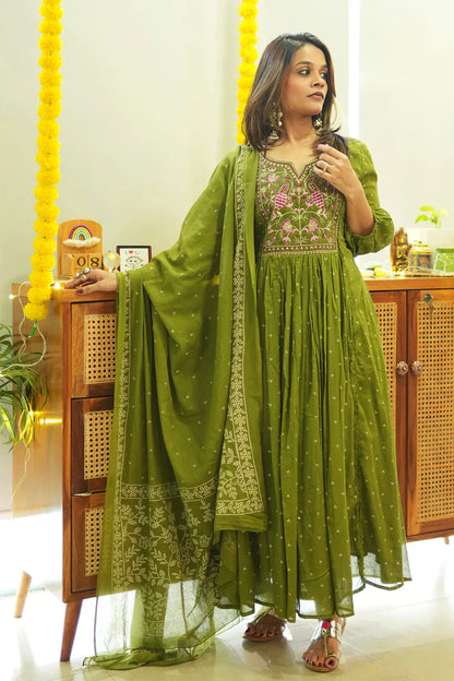 Jaipur Kurta Set With New Style For Women(Green)