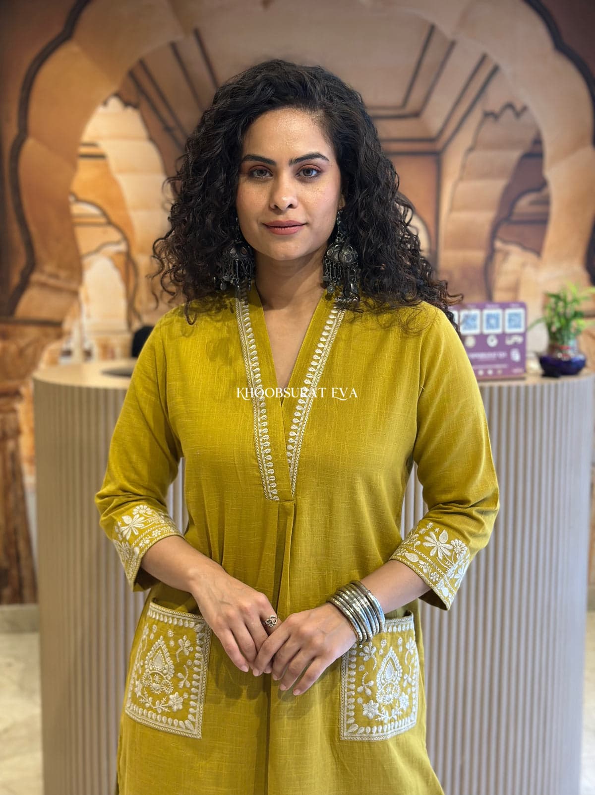 Yellow Beautiful Cotton Slub With Both Sides Pocket