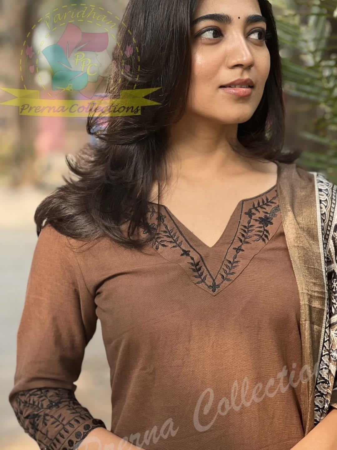 Jaipur Bandhej Elegant Brown Handcrafted Cotton Kurta Set With Printed Dupatta