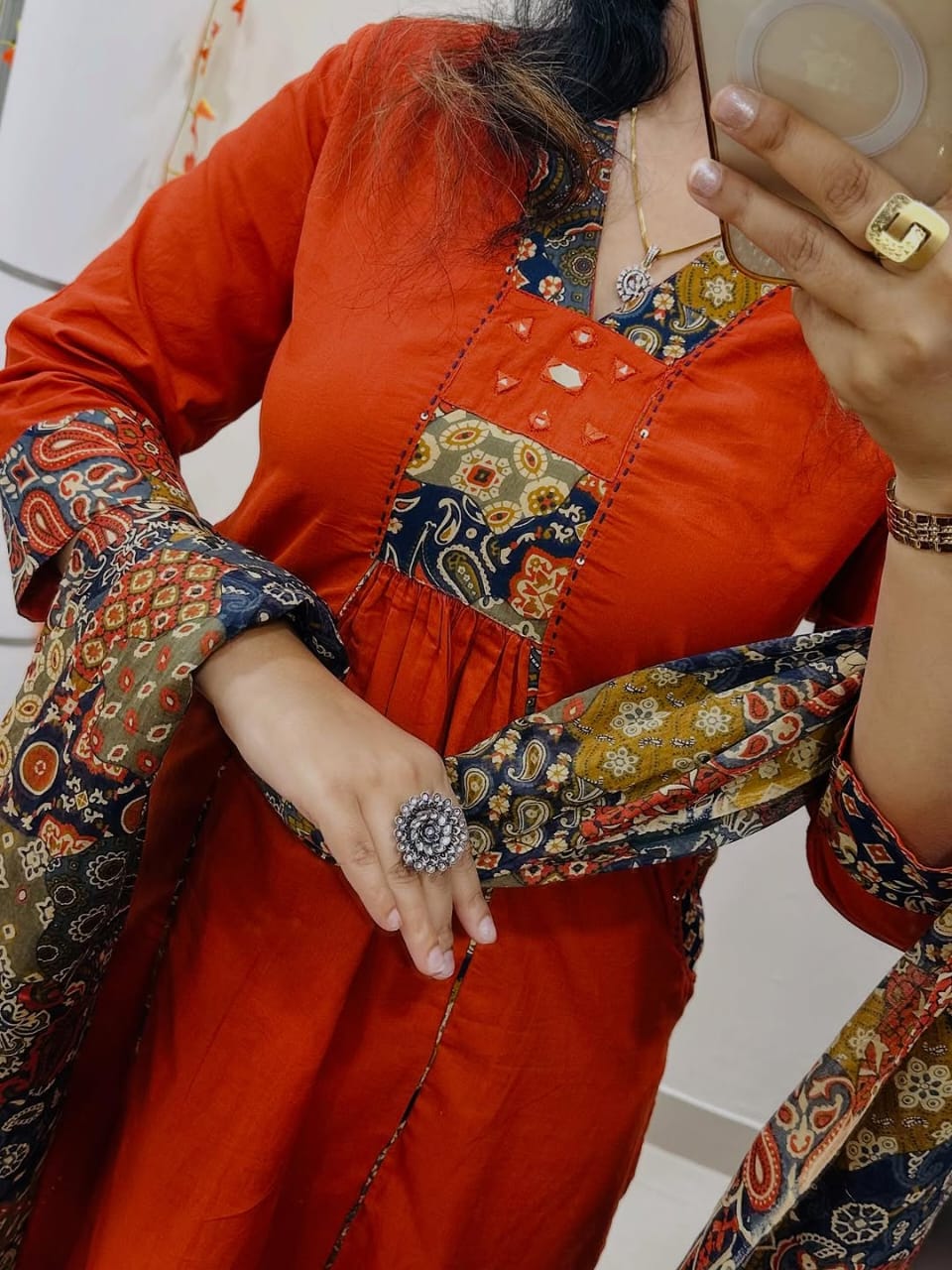 Jaipur Bandhej Orange Kurta Set With Printed Dupatta – Elegant Ethnic Wear