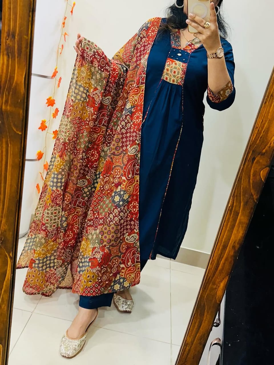 Jaipur Bandhej Blue Kurta Set With Printed Dupatta – Elegant Ethnic Wear