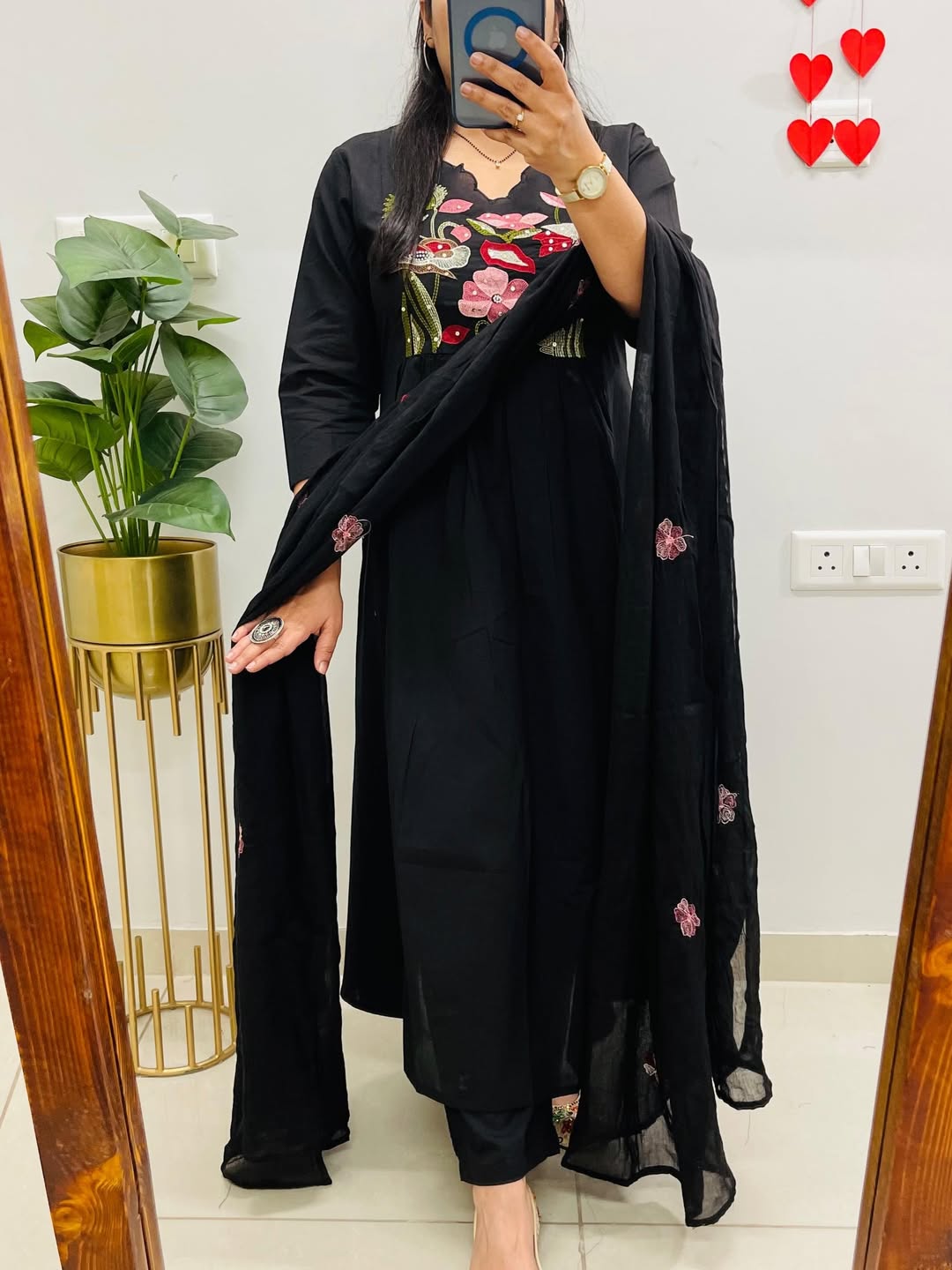 Jaipur Bandhej Black Embroidered Kurta Set With Dupatta – Festive Ethnic Wear