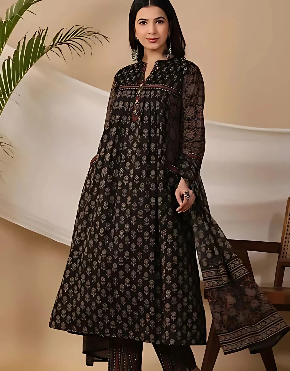 Jaipur Bandhej Anarkali Kurta Set With Dupatta Set For Women