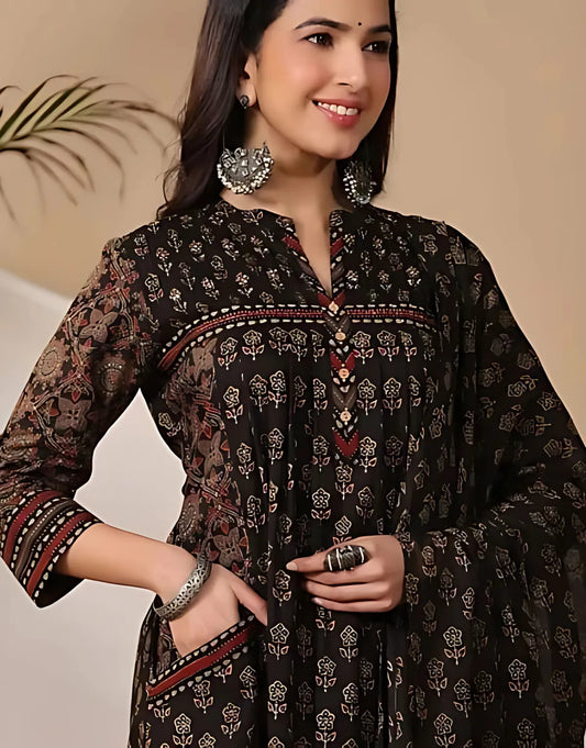 Jaipur Bandhej Anarkali Kurta Set With Dupatta Set For Women